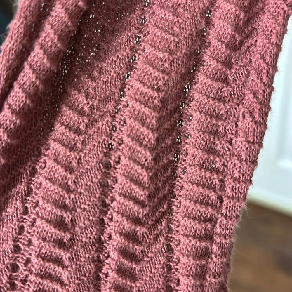 MOTH mauve dust rose knit cardigan scallop hem shawl collar size Small cotton